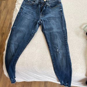 J Brand Capri Mid Rise Distressed Skinny Jeans